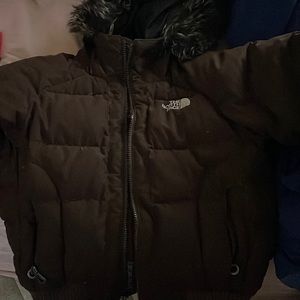 Brown north face coat puffy warm coat